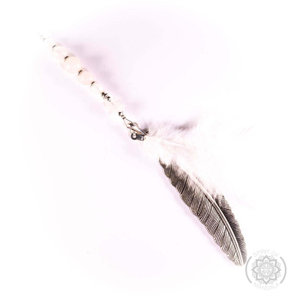 Rose Quartz  Crystal   White Feather