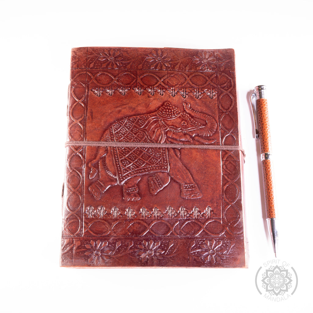 Leather Journal "Elephant Design" with Stylish Pen
