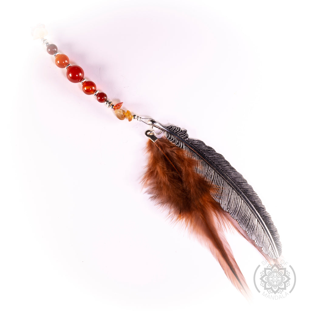 Carnelian Crystal  Brown Feather